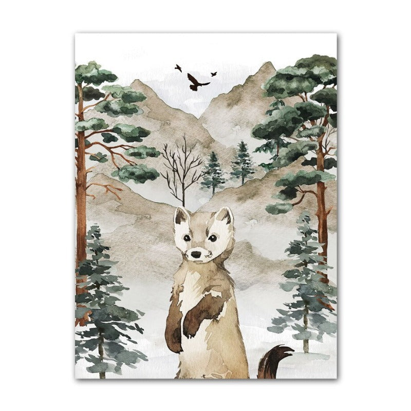 Nordic Forest Wild Animals Canvas Prints - Just Kidding Store