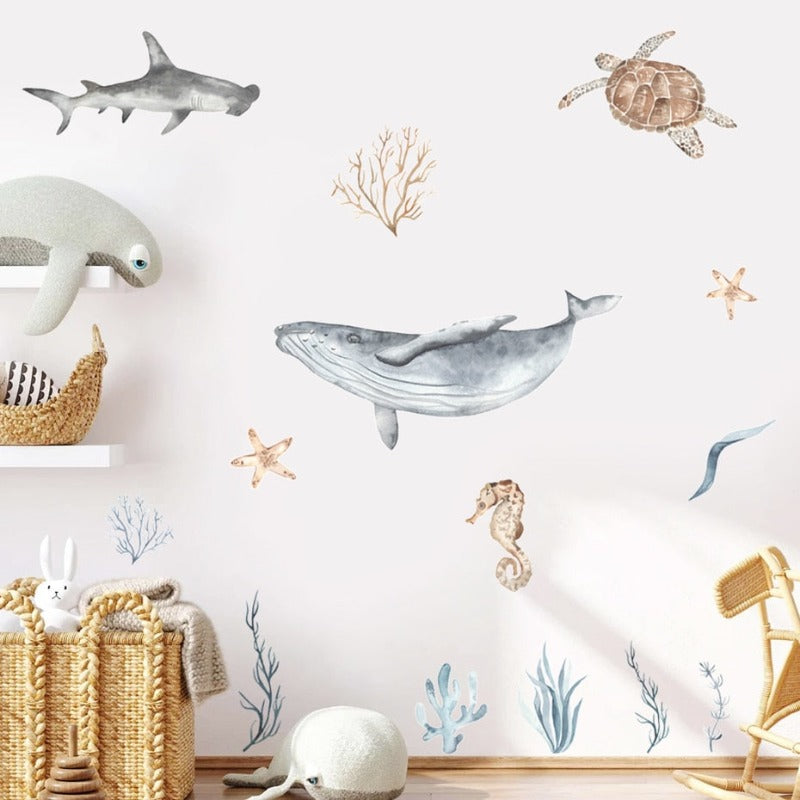 Watercolor Ocean World Wall Decals - Just Kidding Store