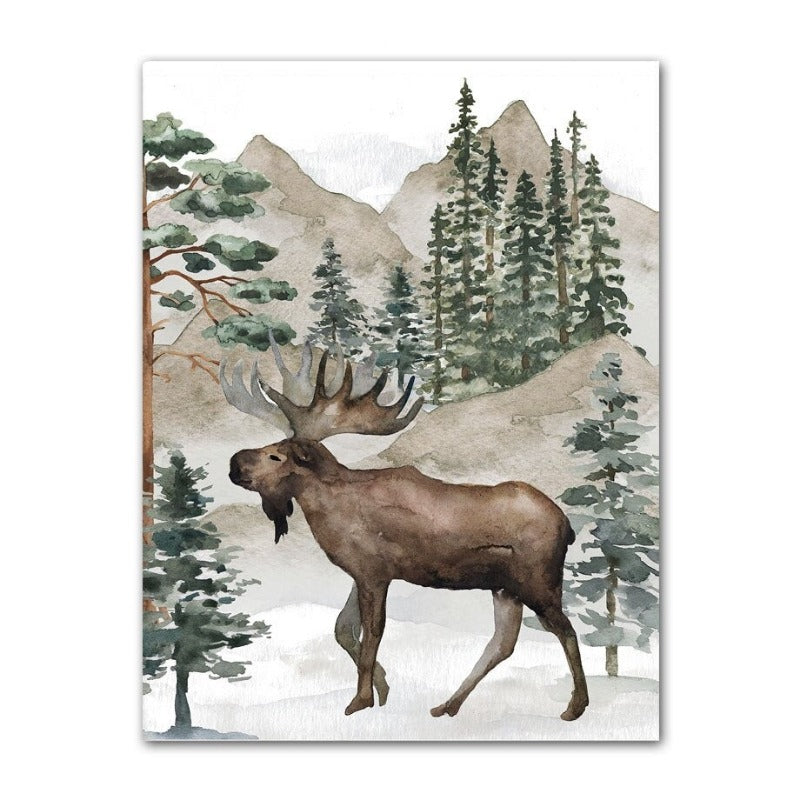 Nordic Forest Wild Animals Canvas Prints - Just Kidding Store