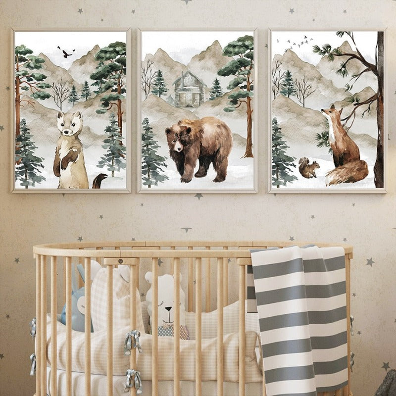 Nordic Forest Wild Animals Canvas Prints - Just Kidding Store