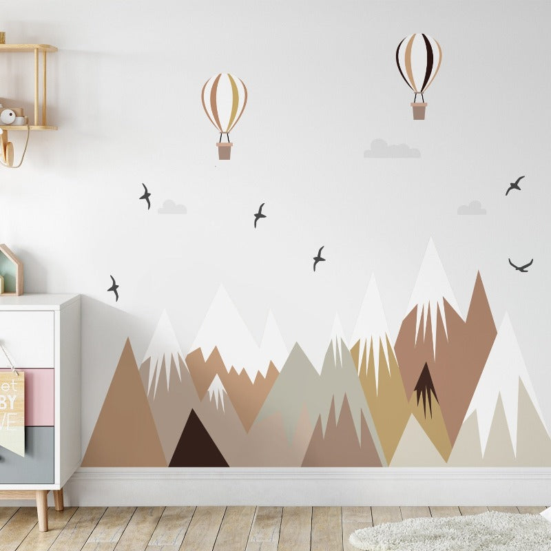 Mountain Hot Air Balloon Fabric Wall Sticker - Just Kidding Store