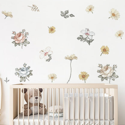 Botanical Flowers Vintage Roses Wall Decal - Just Kidding Store