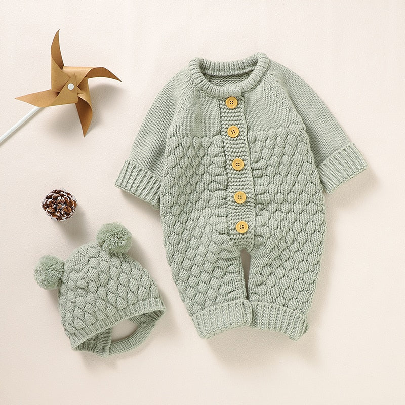 Hooded Knitted Baby Infant Toddler Jumpsuit Set - Just Kidding Store