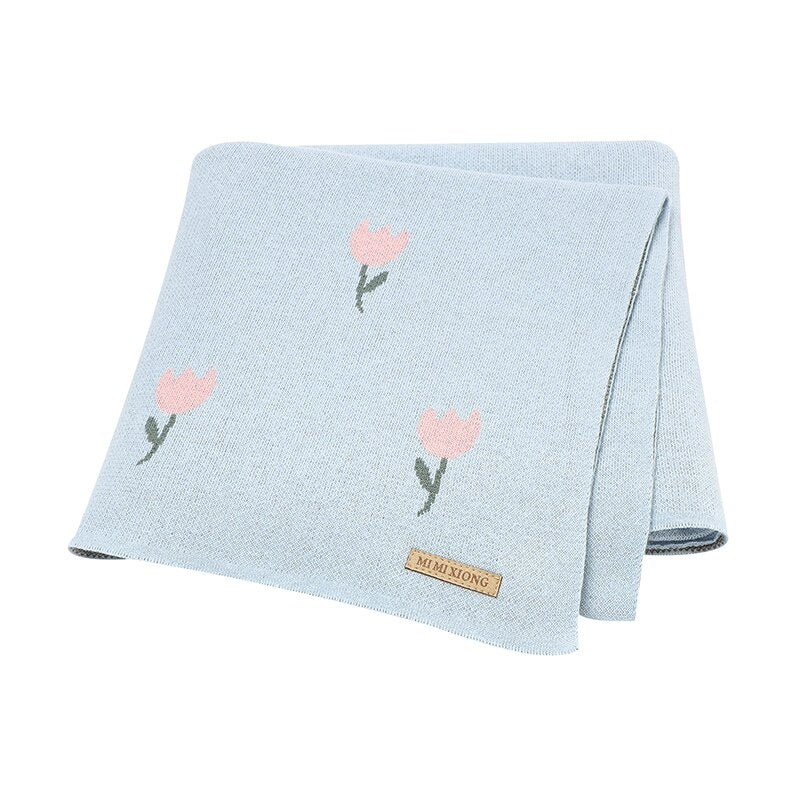 Spring Flowers Cotton Baby Nursery Knitted Blanket - Just Kidding Store