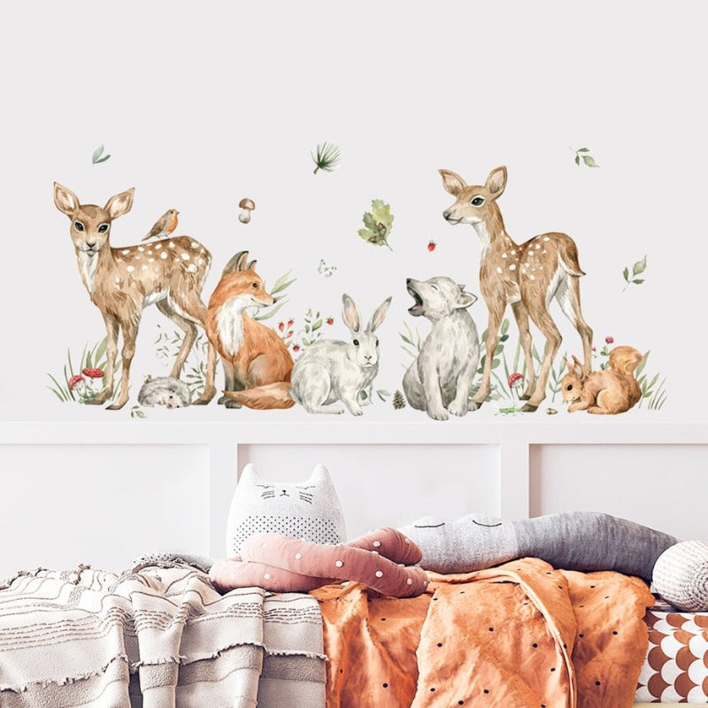 Watercolor Forest Animals Wall Decals - Just Kidding Store