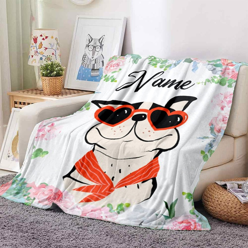 Custom Name Animal Print Blanket - Personalized Fleece Throw - Just Kidding Store