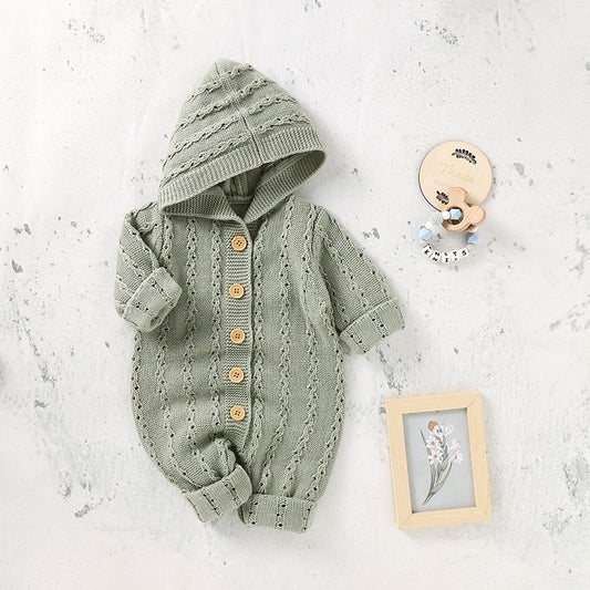 Hooded Knitted Baby Romper Jumpsuit - Just Kidding Store