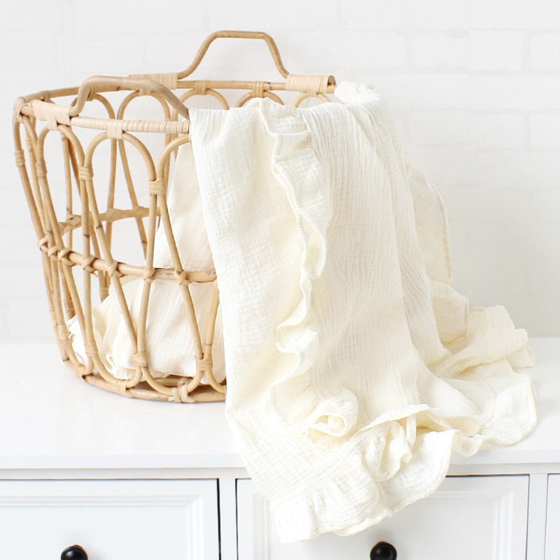 Ruffle Muslin Baby Blanket - Just Kidding Store