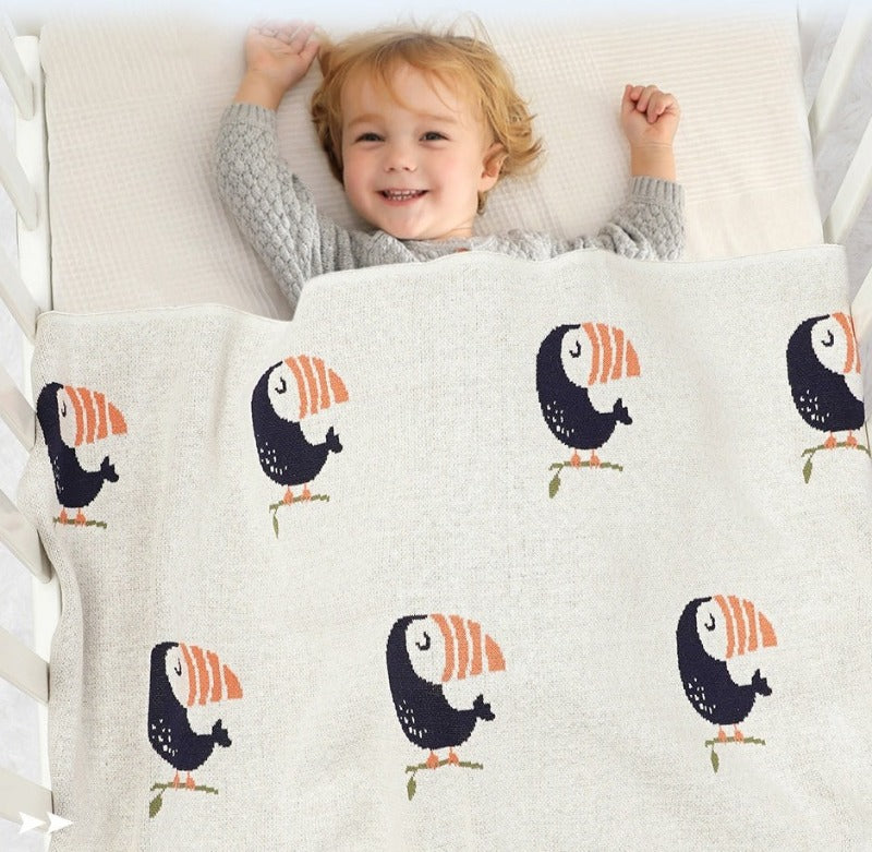 Toucan Cotton Baby Nursery Children Knitted Blanket - Just Kidding Store