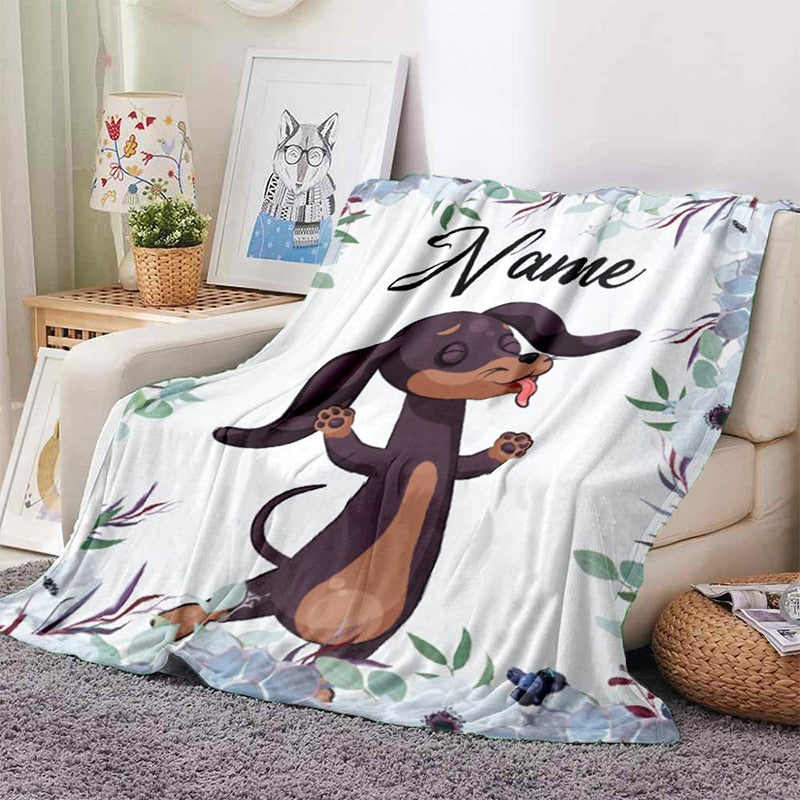 Custom Name Animal Print Blanket - Personalized Fleece Throw - Just Kidding Store