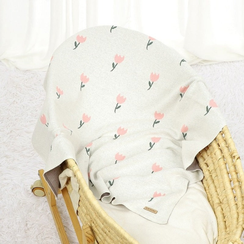 Spring Flowers Cotton Baby Nursery Knitted Blanket - Just Kidding Store
