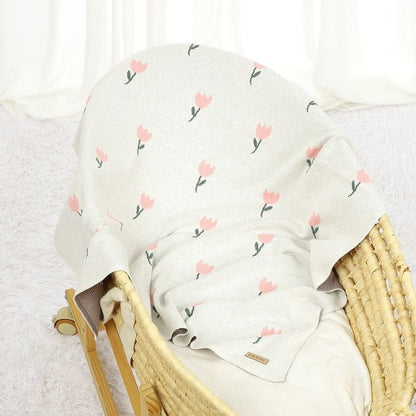 Spring Flowers Cotton Baby Nursery Knitted Blanket - Just Kidding Store
