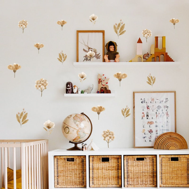 Floral Botanical Butterfly Watercolor Wall Stickers - Just Kidding Store