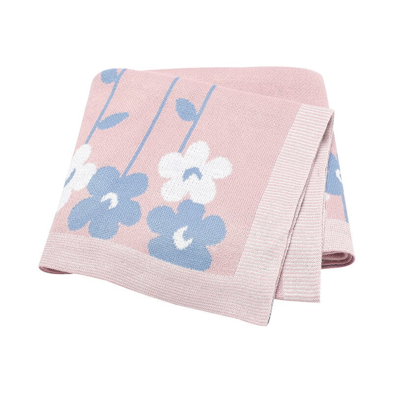 Spring Flowers Knitted Baby Children Blanket - Just Kidding Store