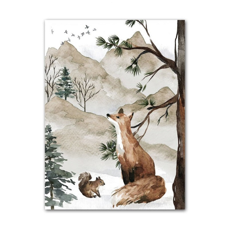 Nordic Forest Wild Animals Canvas Prints - Just Kidding Store