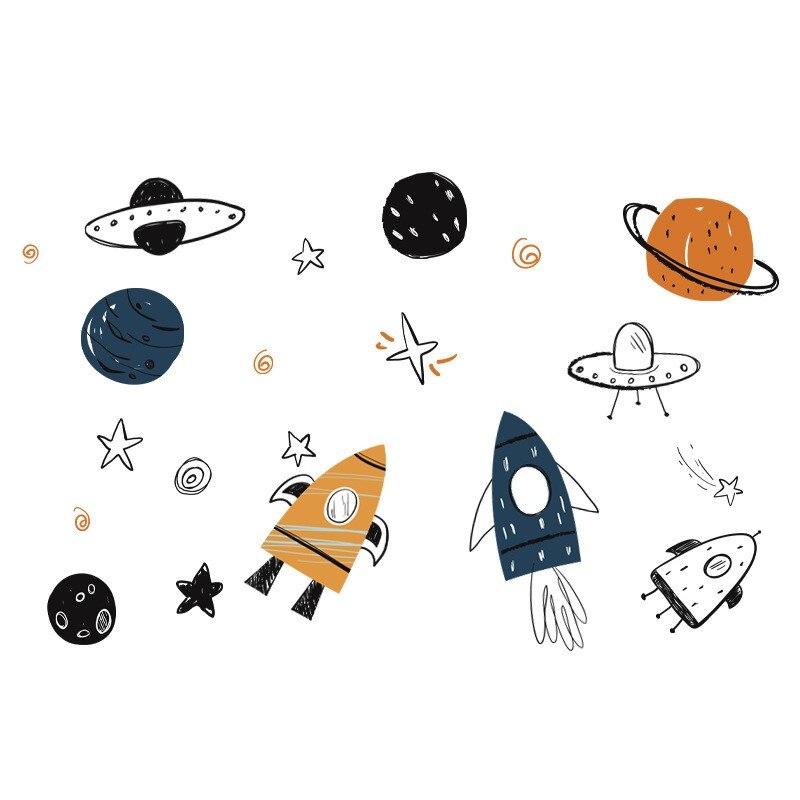 Hand Painted Watercolor Space Wall Stickers - Just Kidding Store