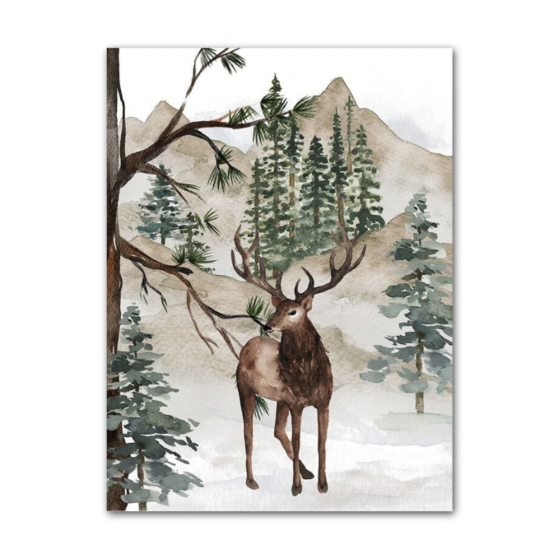 Nordic Forest Wild Animals Canvas Prints - Just Kidding Store