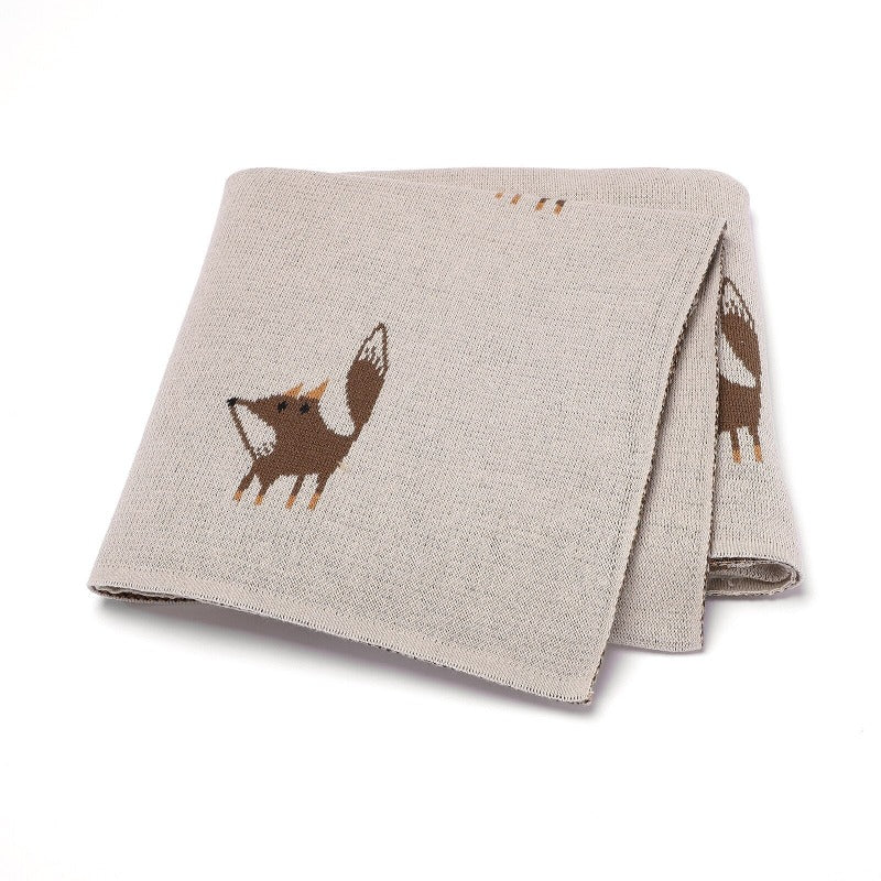 Little Foxes Cotton Knitted Blanket - Just Kidding Store