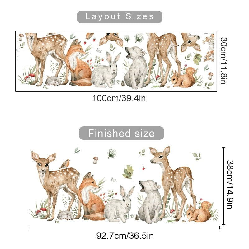 Watercolor Forest Animals Wall Decals - Just Kidding Store