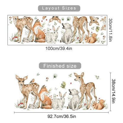 Watercolor Forest Animals Wall Decals - Just Kidding Store