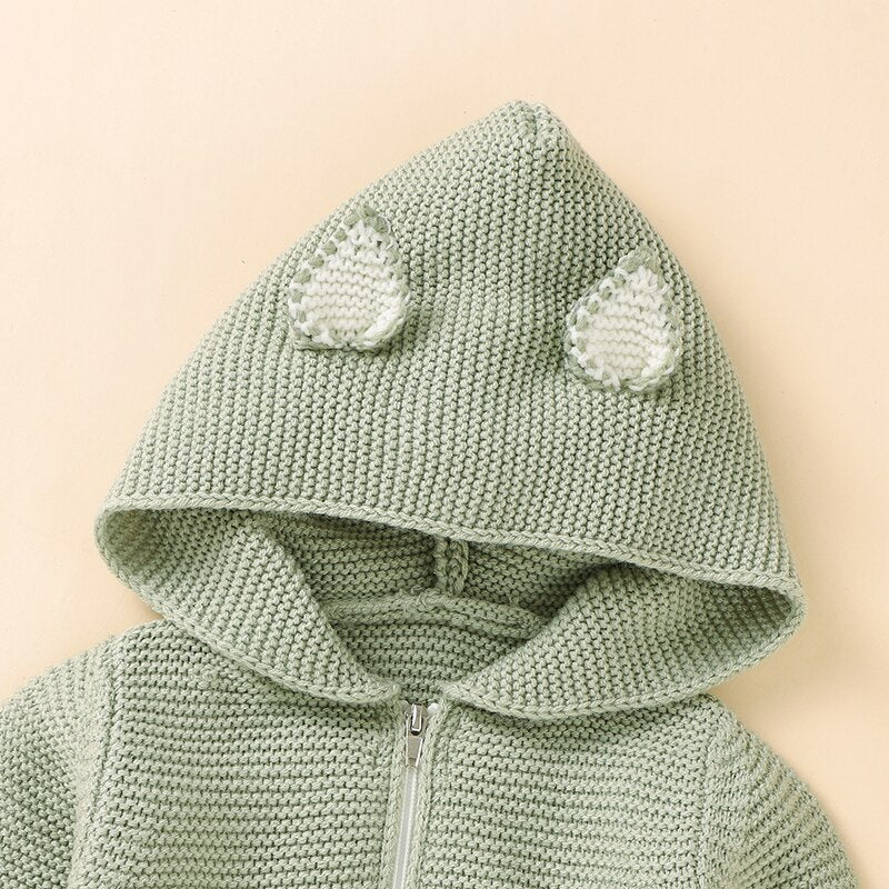 Hooded Knitted Infant Jumpsuit