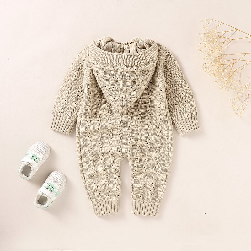 Hooded Knitted Baby Romper Jumpsuit - Just Kidding Store