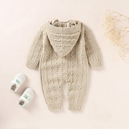 Hooded Knitted Baby Romper Jumpsuit - Just Kidding Store
