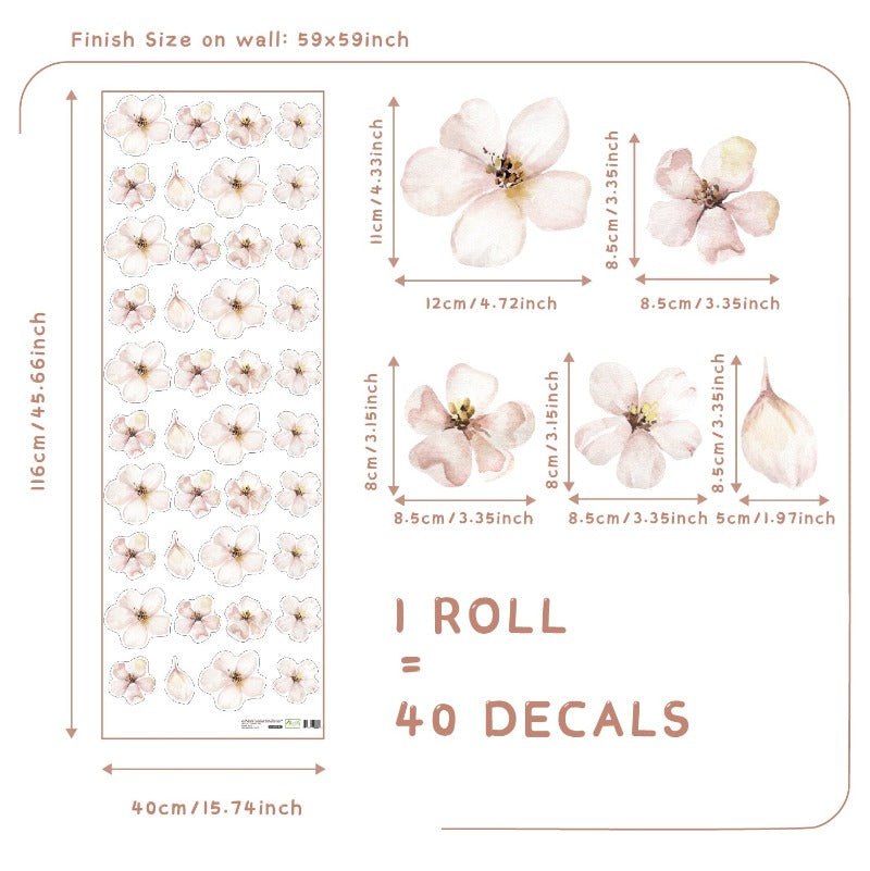 Sakura Flowers Nursery Boho Wall Decals - Just Kidding Store