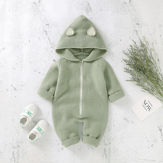 Hooded Knitted Winter Infant Jumpsuit - Just Kidding Store