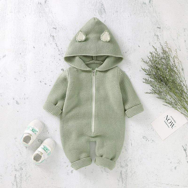 Hooded Knitted Infant Baby Toddler Jumpsuit - Just Kidding Store