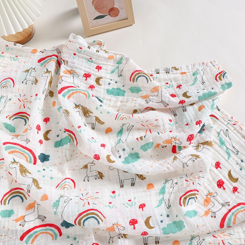 2 Layers Cotton Muslin Baby Swaddle Wrap - Just Kidding Store