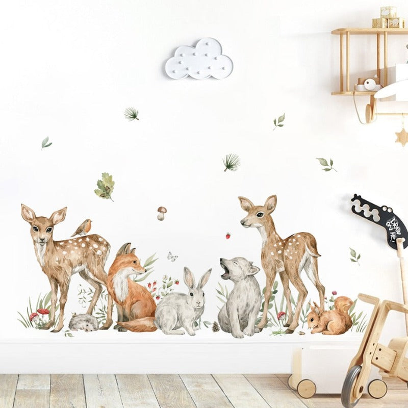 Watercolor Forest Animals Wall Decals - Just Kidding Store