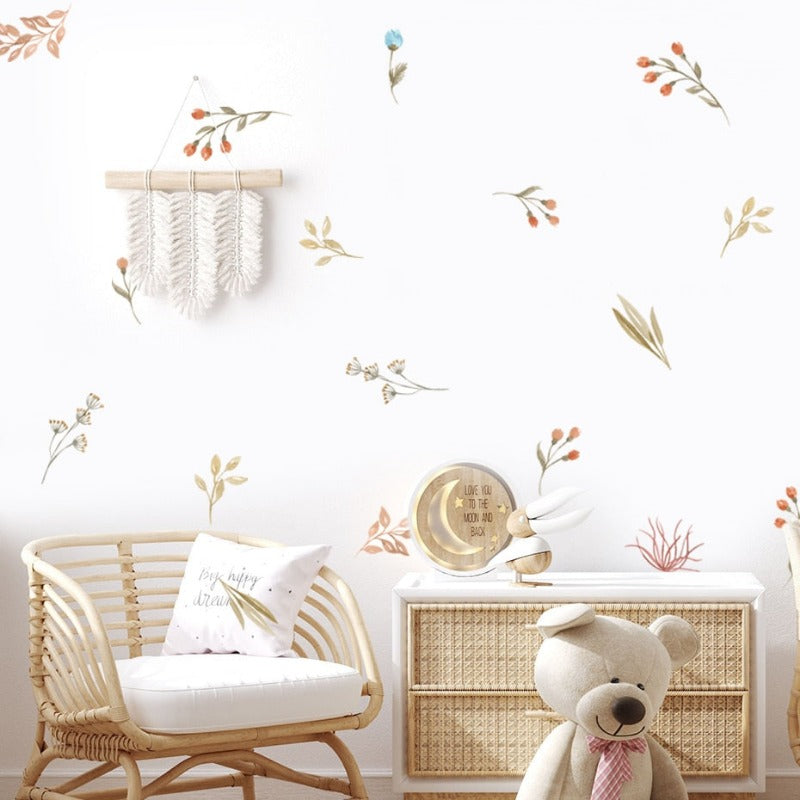 Floral Botanical Butterfly Watercolor Wall Stickers - Just Kidding Store