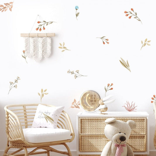 Floral Botanical Butterfly Watercolor Wall Stickers - Just Kidding Store