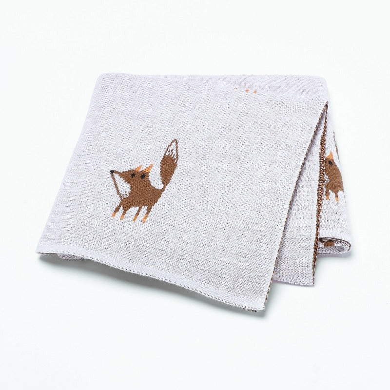 Little Foxes Cotton Knitted Blanket - Just Kidding Store