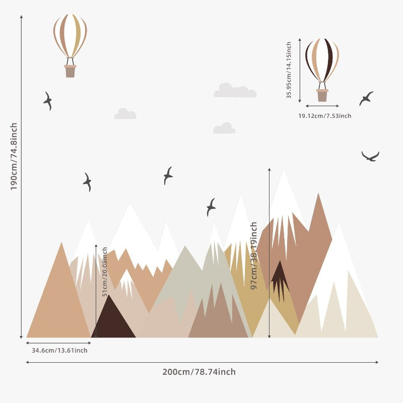 Mountain Hot Air Balloon Fabric Wall Sticker - Just Kidding Store