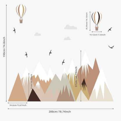 Mountain Hot Air Balloon Fabric Wall Sticker - Just Kidding Store