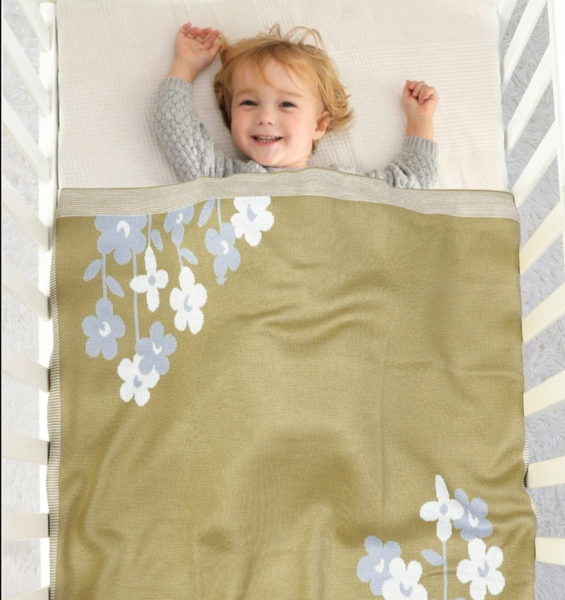 Spring Flowers Knitted Baby Children Blanket - Just Kidding Store