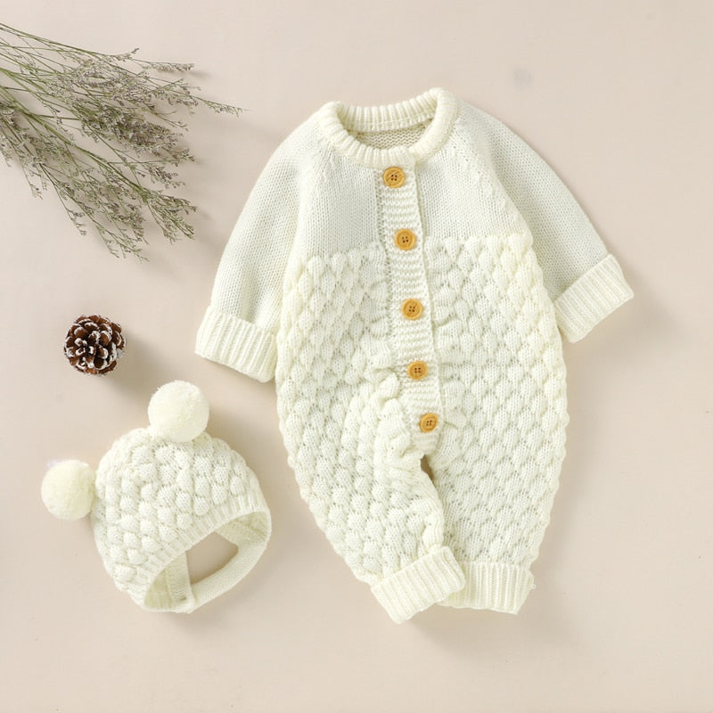 Hooded Knitted Baby Infant Toddler Jumpsuit Set - Just Kidding Store