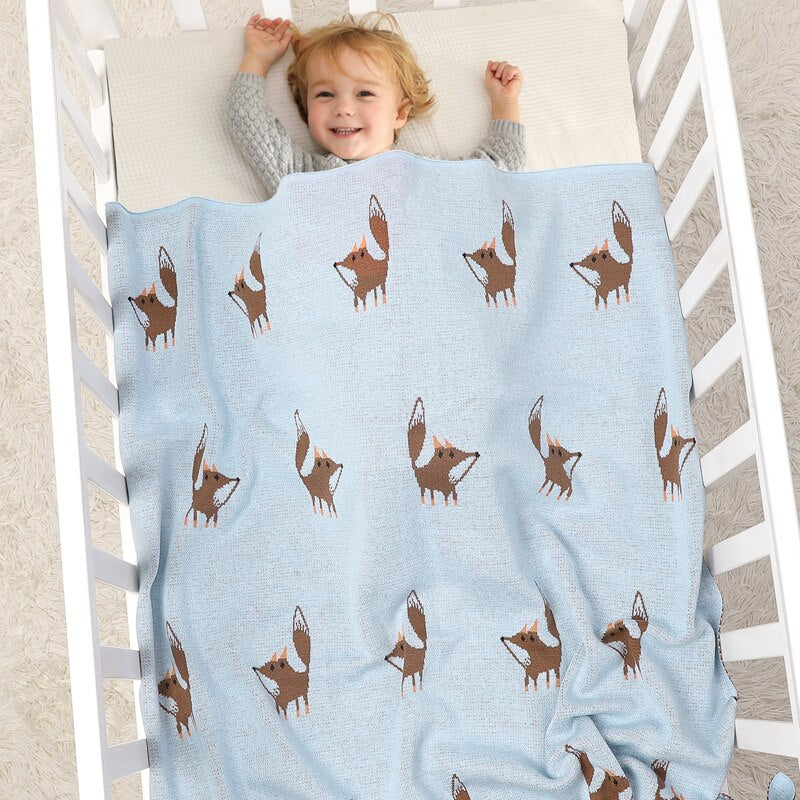 Little Foxes Cotton Knitted Blanket - Just Kidding Store