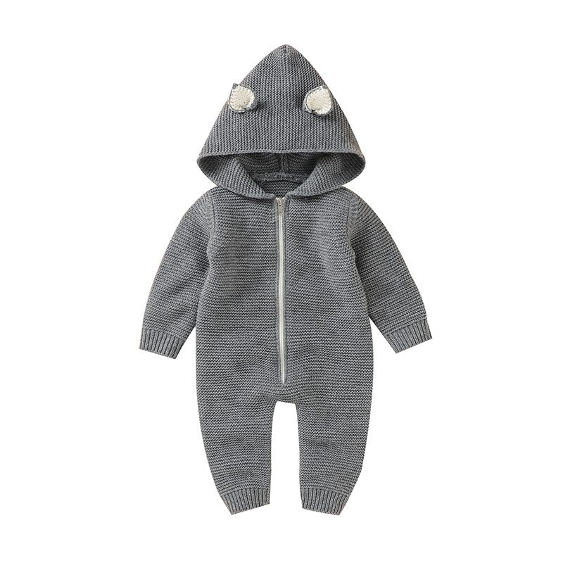 Hooded Knitted Infant Jumpsuit