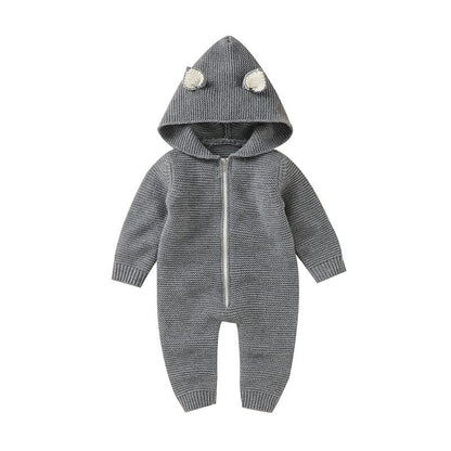 Hooded Knitted Infant Jumpsuit