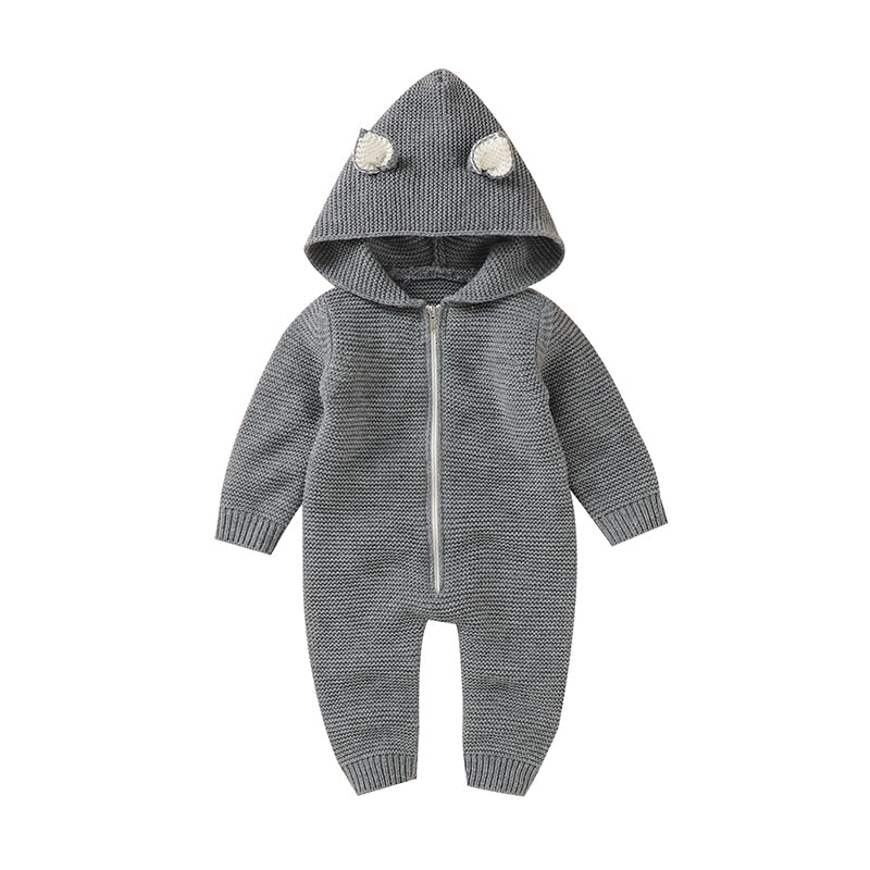 Hooded Knitted Infant Winter Jumpsuit - Just Kidding Store