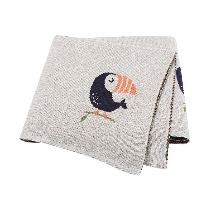 Toucan Cotton Baby Nursery Children Knitted Blanket - Just Kidding Store