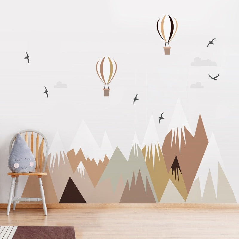 Mountain Hot Air Balloon Fabric Wall Sticker - Just Kidding Store