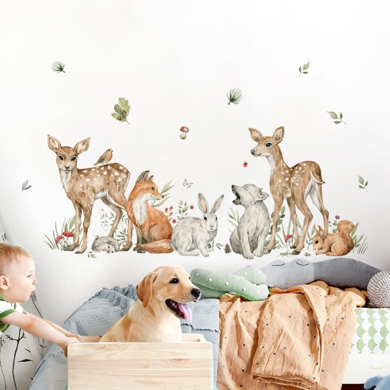 Watercolor Forest Animals Wall Decals - Just Kidding Store