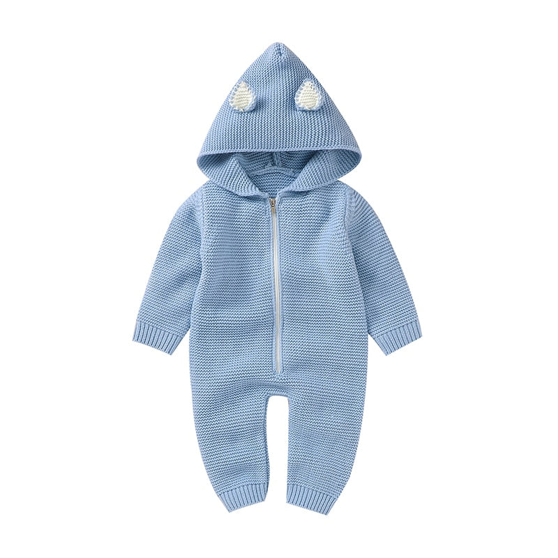 Hooded Knitted Infant Baby Toddler Jumpsuit - Just Kidding Store