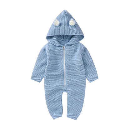 Hooded Knitted Infant Baby Toddler Jumpsuit - Just Kidding Store