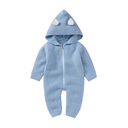 Hooded Knitted Infant Jumpsuit