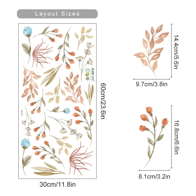 Floral Botanical Butterfly Watercolor Wall Stickers - Just Kidding Store